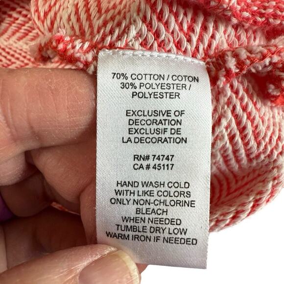 Natural Reflections Womens Size L Orange Striped Hibiscus Pulliver Hoodie - Picture 7 of 11